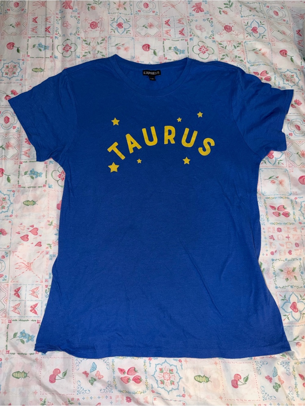 Express Royal Blue Taurus Graphic Short Sleeve Tee